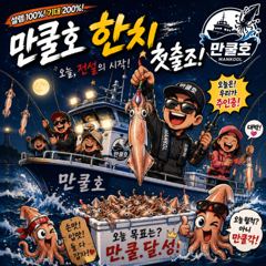 ⭐️여수만쿨호⭐️대포한치 ⭕️일요일⭕️ 여유석있습니다 선비 이벤트할인중~~