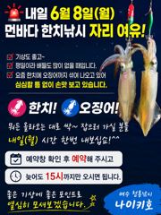 ✅내일 6월 8일(월) 먼바다 한치낚시 자리 여유!/금일 19시 나이키호 갈치지깅7,월31일~8,9,10월일정 오픈 됩니다.