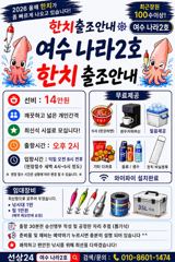 [여수나라2호]-목요일,금요일,일요일 한치 자리여유있습니다. 조황이 살아나고 있습니다.
