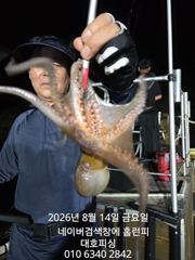 대호피싱 8분 모시고 야간 문어낚시 나왔습니다 싸이즈는 골고루 섞여 나와주네요