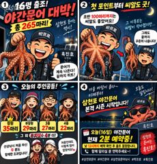 16명265마리~!삼천포 야간문어 시즌시작~! 삼천포박프로(흑진호)